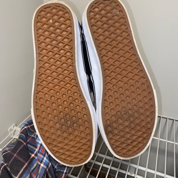 Black Leather Vans, size 9.0 in women's, 7.5 in men's. - Picture 3 of 3